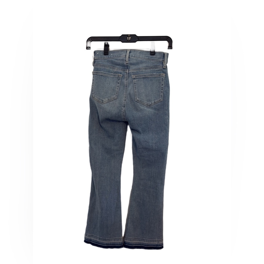 Loft Light Wash Let Down Exposed Button Fly Hem Kick Crop Jeans 00 / 24 Petite - Picture 7 of 11